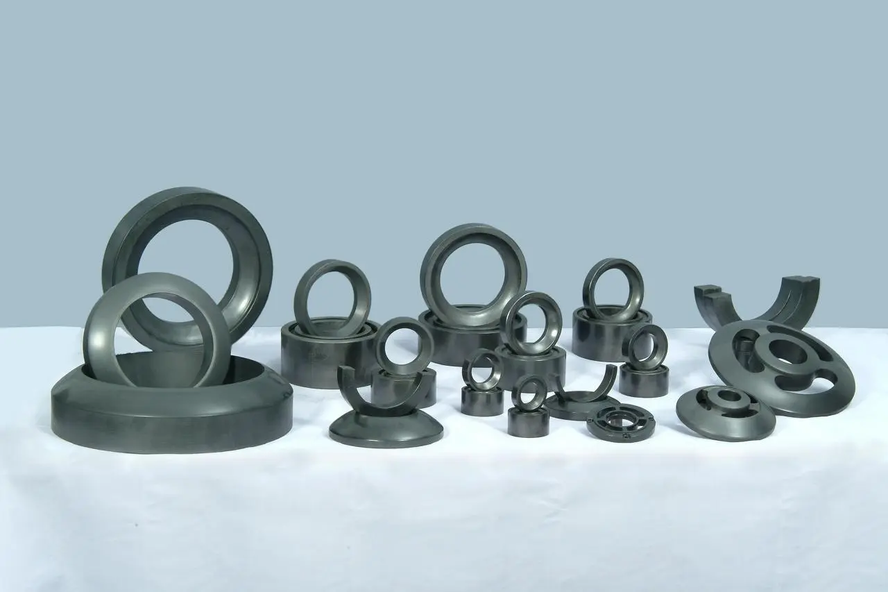 Carbon and graphite rings, bearings, blocks and vanes