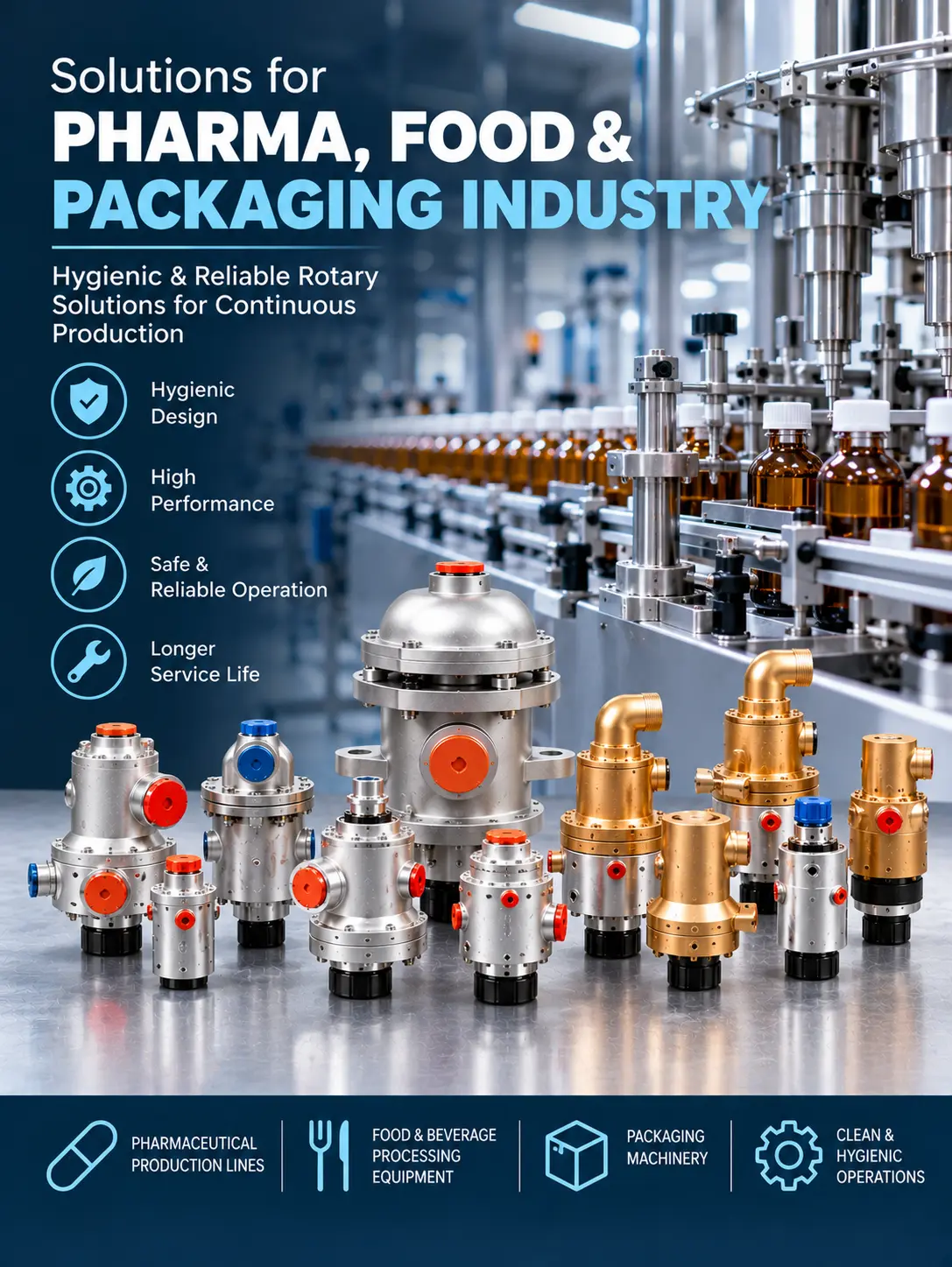 Rotary unions for chemical & oil processing