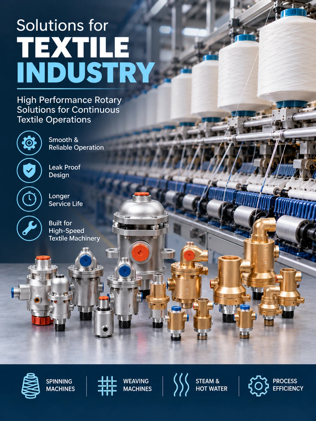 Rotary joints for textile machinery